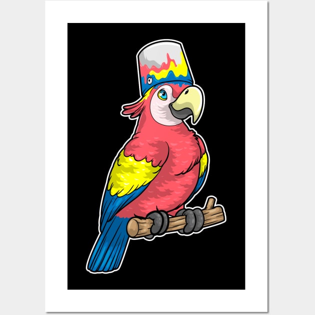 Parrot on Branch with Bucket Paint Wall Art by Markus Schnabel